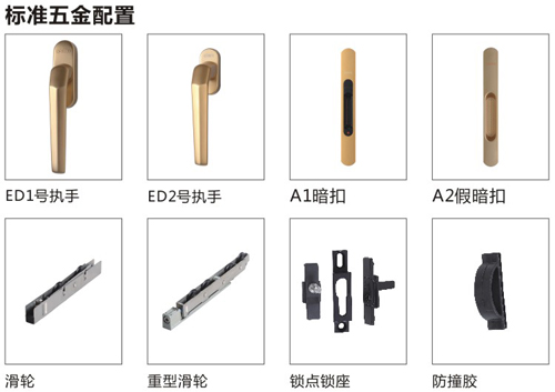 伊盾门窗标准五金配置